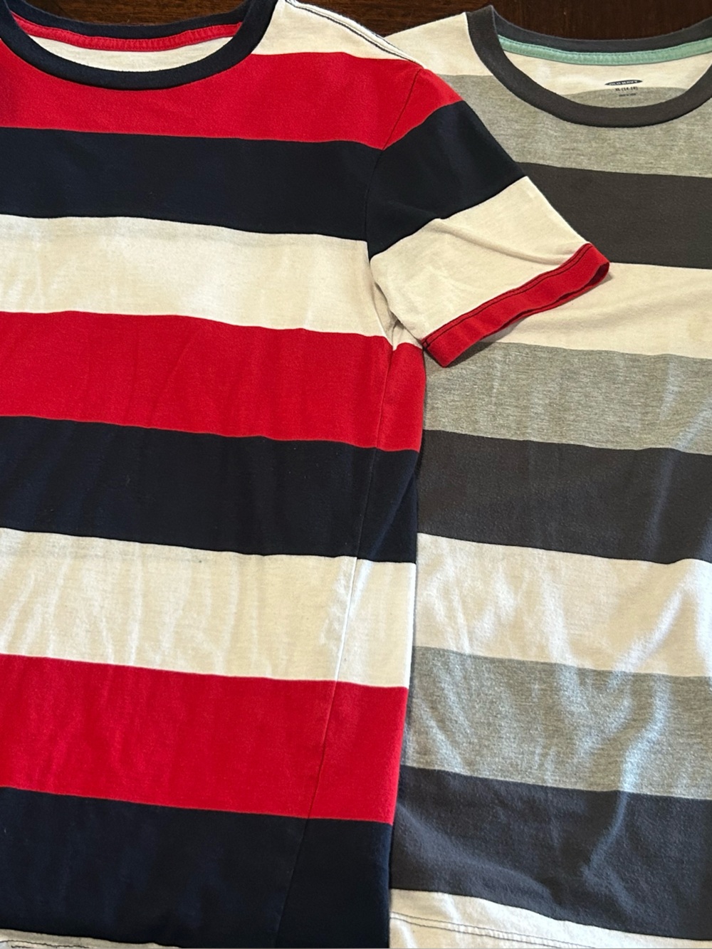 Old Navy Kids Short Sleeve Tees - Red, Navy & Gray Stripes